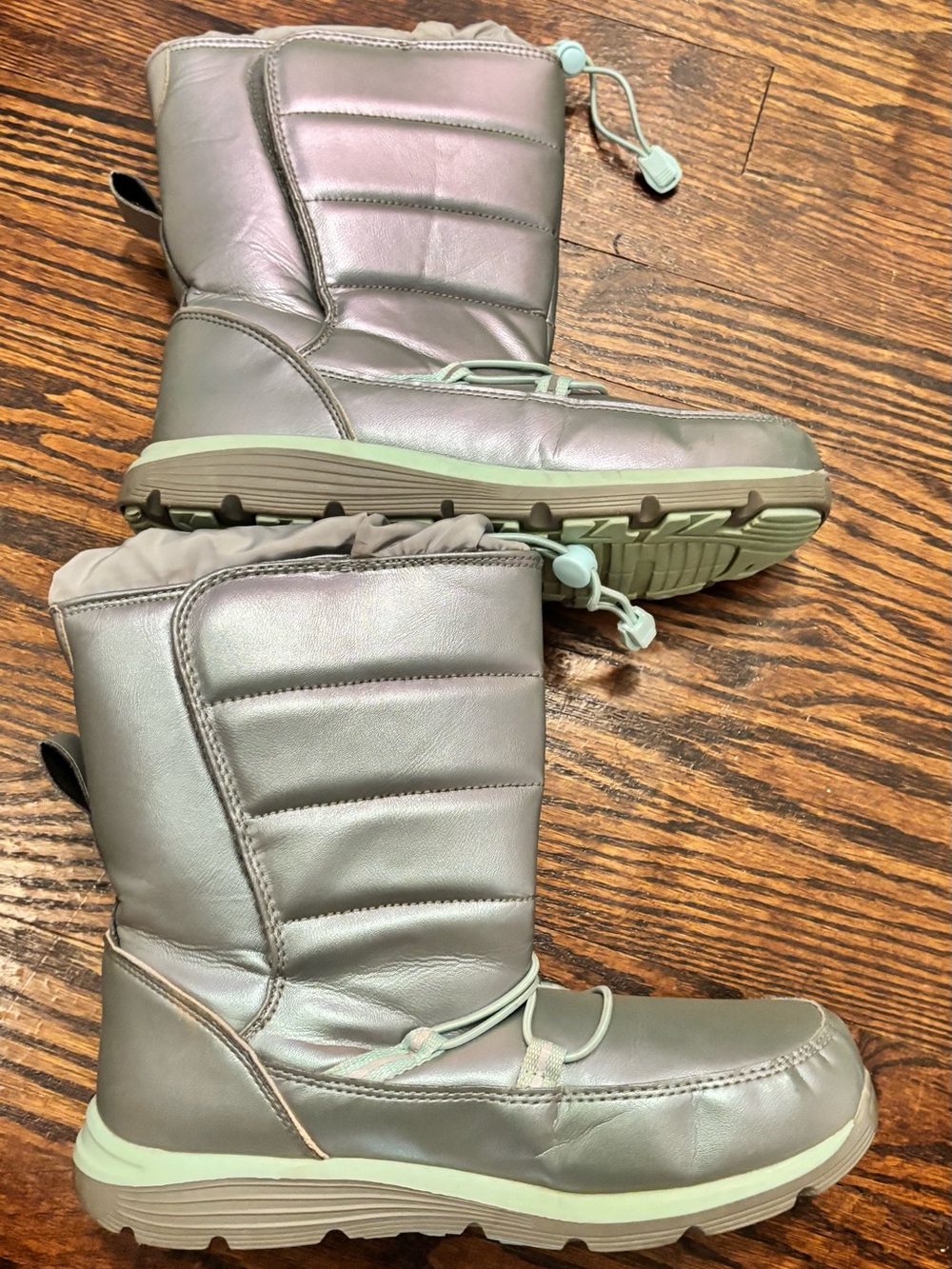 Lands' End Metallic Gray Kids Snow Boots Size 6